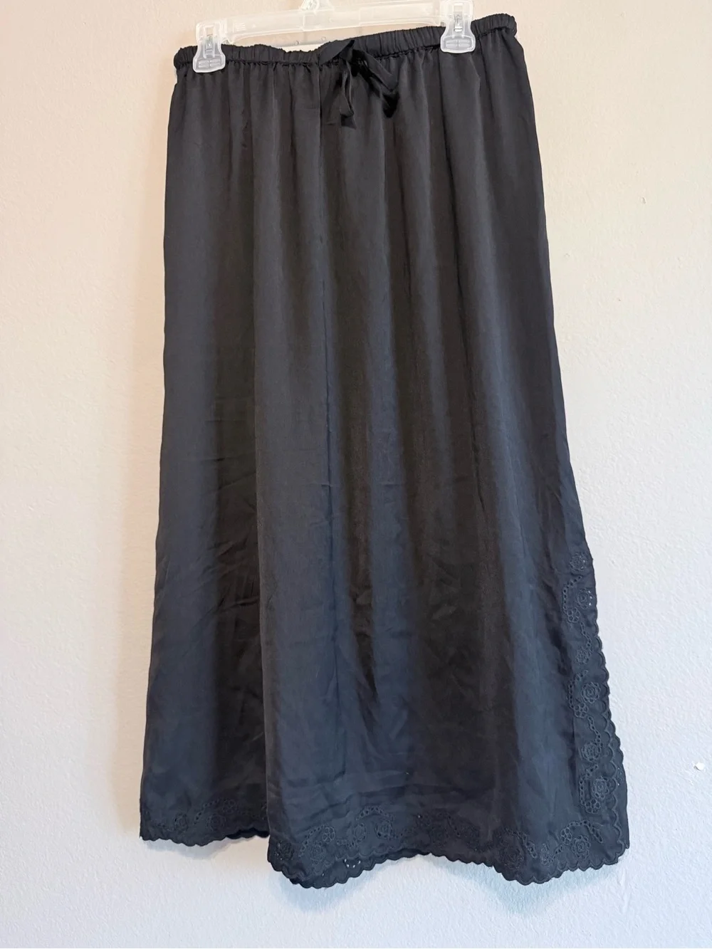 🖤 Black Maxi Skirt with Eyelet Trim